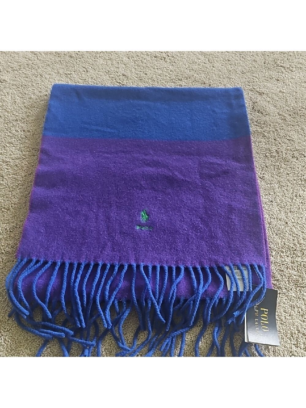 Polo by Ralph Lauren Wool Scarf in Purple and Blue